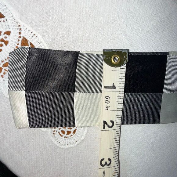 1970s Mod Black & White Checkered Taffeta Sash – 80.5” Long Vintage Belt Scarf - Picture 15 of 15
